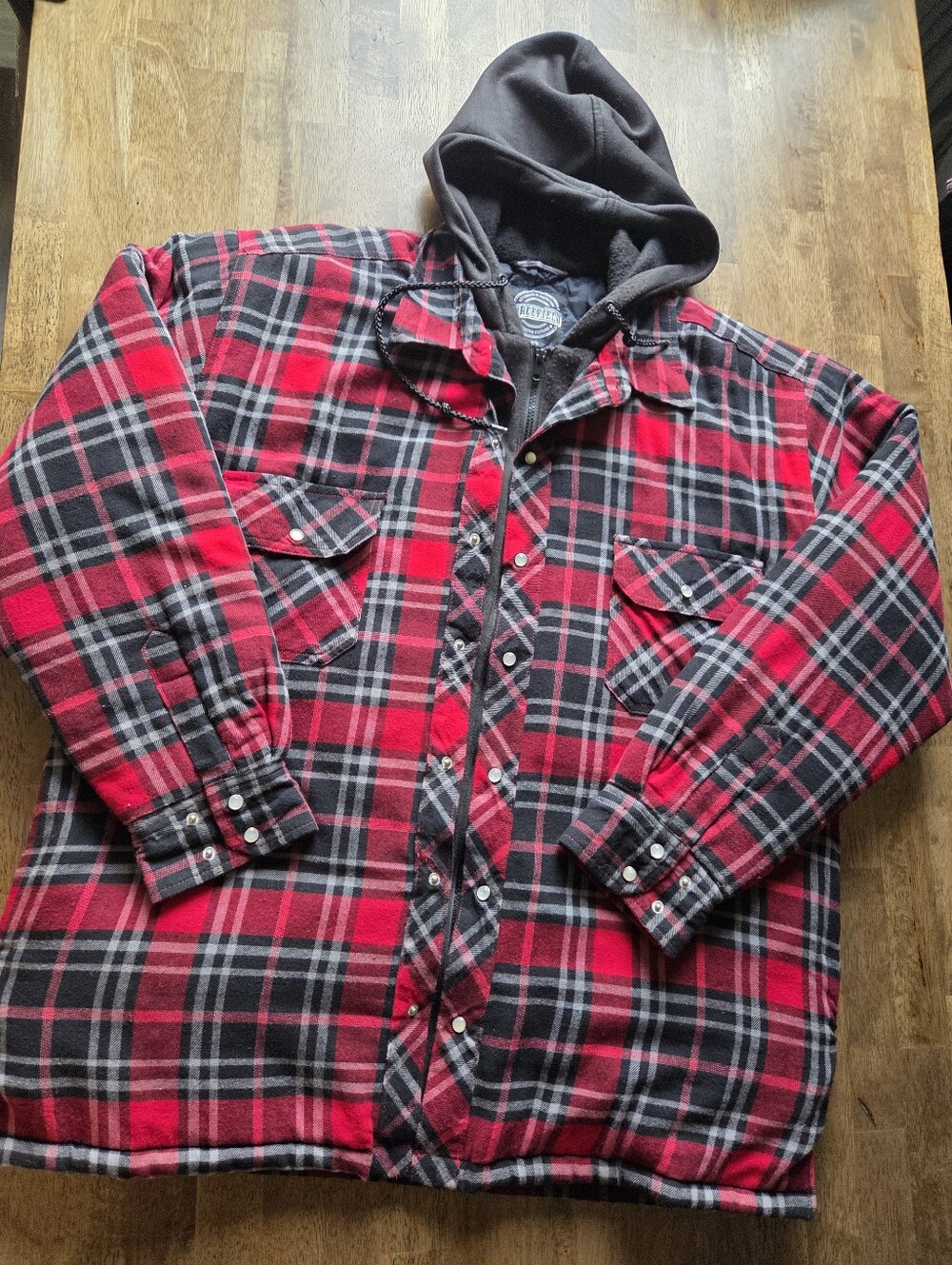 Quilted Hooded Zip And Snap Front Flannel Plaid Jacket